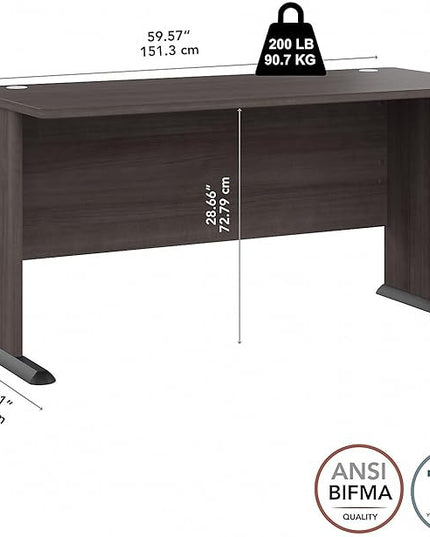 Bush Business Furniture Studio A Computer Desk, Commercial-Grade Gaming and Work Table for Home or Professional Office, 60W, Storm Gray - LeafyLoom
