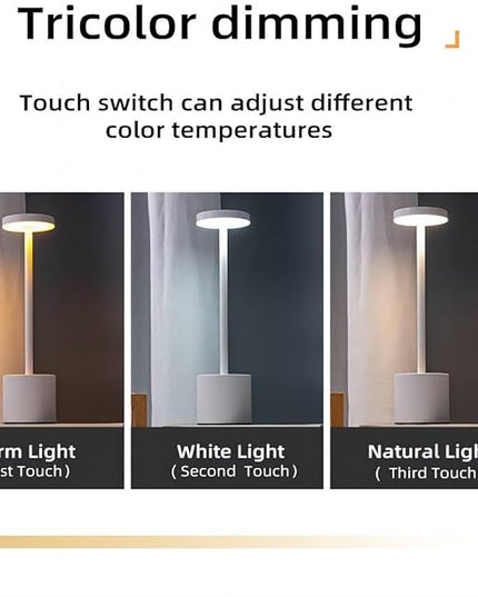 2 Pack Cordless Table Lamp Rechargeable 5000mAh Battery Operated Portable LED Desk Lamp 3 Color Temperature Stepless Dimming for Bedroom Restaurant Coffee Shop Party (White) - LeafyLoom