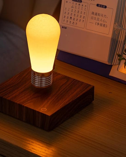 Levitating Bulb Lamp Magnetic Floating Light Desk Lamp Night Light, 360 Degree Wireless Automatic Rotating Light for Gifts Home Office Decor Desk Tech Toys (Square-Mini Dark Brown) - LeafyLoom