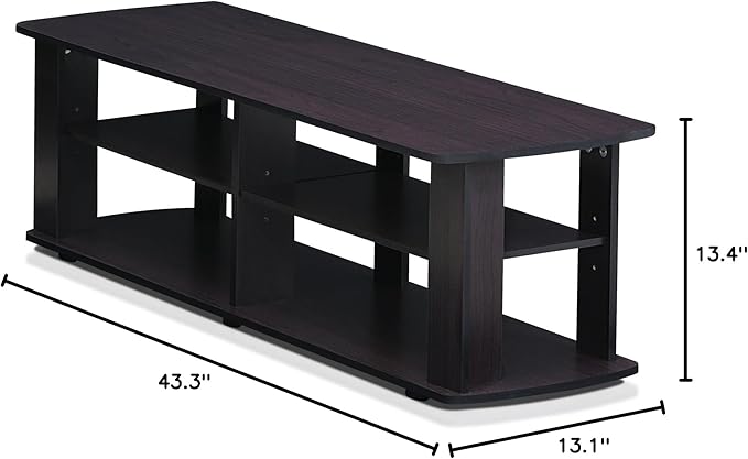 Furinno Nelly Entertainment Center TV Stand, Short 43.3"(W) x13.4(H) x13.1(D), Dark Walnut - LeafyLoom