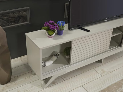NicBex TV Stand for 60 Inch TV Modern TV Media Console Table with 2 Sliding Door Cabinet 2 Shelves,Entertainment Center with Storage for Living Room,67 Inch,Grey - LeafyLoom