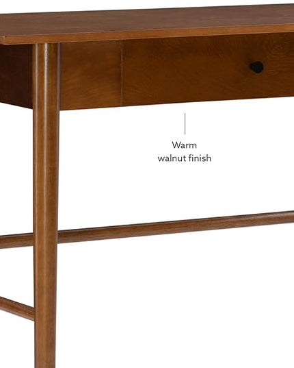 Linon Melissa Mid-Century Walnut Desk, 42" W x 19" D x 30" H - LeafyLoom
