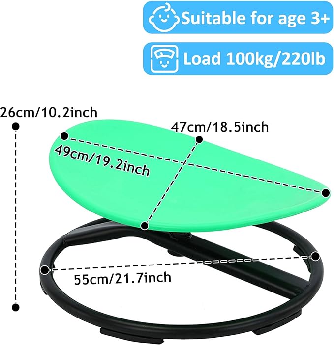 Sit and Spin Spinning Chair for Kids,Kids Swivel Sensory Chair,Sensory Spin Chair Seat Activity Toy for Kids,Training Body Coordination,Metal Base Non-Slip Wobble Chair Sitting Comfortably - LeafyLoom