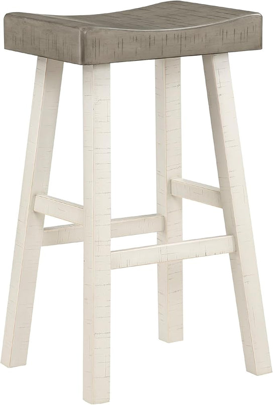 Lexicon Bar Table Set for 3, Small Kitchen table set Kitchen Island Table with 3 Saddle Bar Stools, 4 Piece Dining Table Set for Breakfast Nook, Living Room, Apartment, Pub Height, White/Coffee - LeafyLoom