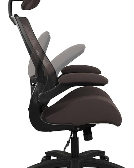 BOLISS 400lbs Ergonomic Mesh Office Chair, High Back Desk Chair - Adjustable Headrest with Flip-Up Arms, Tilt Function, Lumbar Support and Swivel Computer Task Chair-Brown - LeafyLoom