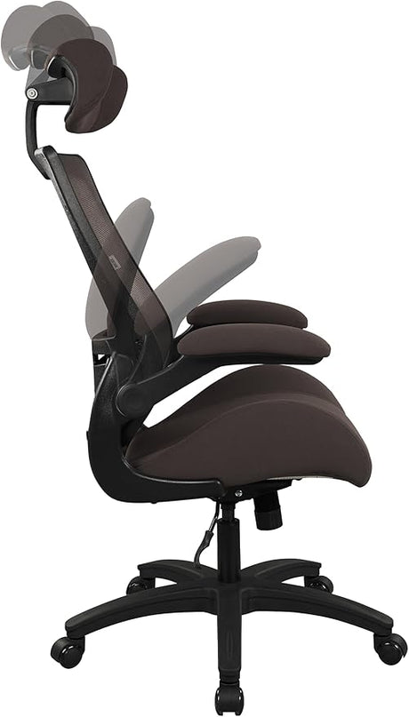 BOLISS 400lbs Ergonomic Mesh Office Chair, High Back Desk Chair - Adjustable Headrest with Flip-Up Arms, Tilt Function, Lumbar Support and Swivel Computer Task Chair-Brown - LeafyLoom