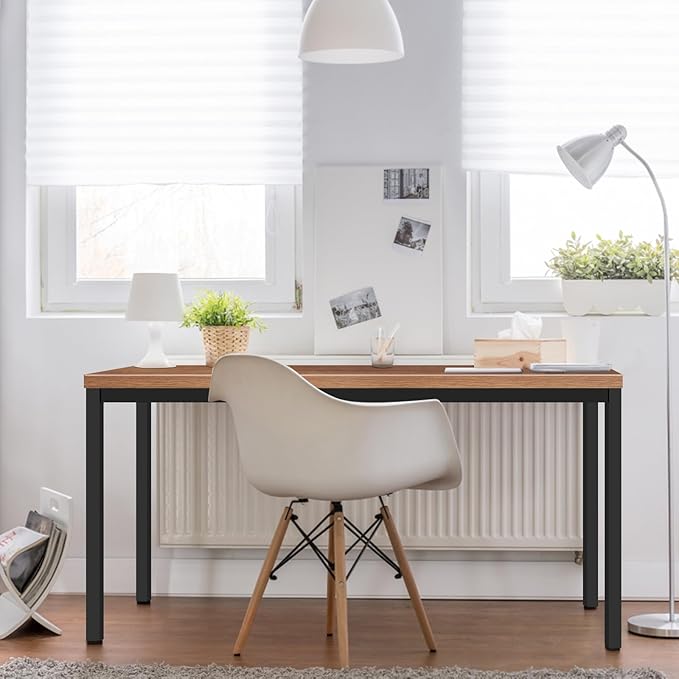 Large Table 24x48 inches Writing Computer Desk Modern Simple Study Desk Industrial Style Laptop Table for Home Office Brown Notebook Desk - LeafyLoom