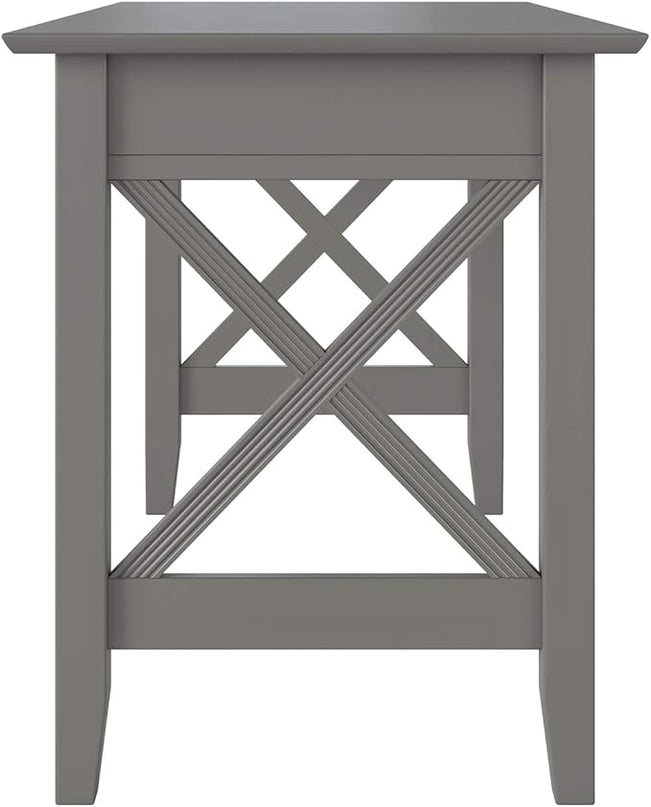 AFI 48" Solid Wood Writing Desk - Sturdy X Design - Home Office Desk with Drawer - Laptop Computer Work Study Table Grey - LeafyLoom