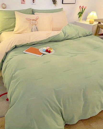 NINENINE Sage Green Comforter Set Queen,Light Green Bedding Set,Comforter Set for Women Men, Solid Color Camel Green Comforter Sets with 1 Comforter 2Pillowcases - LeafyLoom