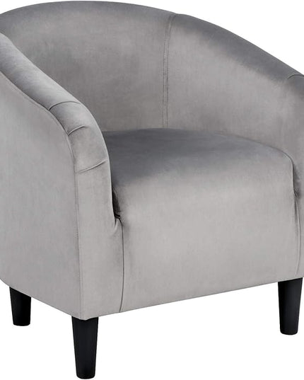 Yaheetech Living Room Chair, Velvet Accent Chair, Upholstered Barrel Chair, Sitting Chair with Armrest and Low Back for Living Room Bedroom Reception Room, Gray - LeafyLoom