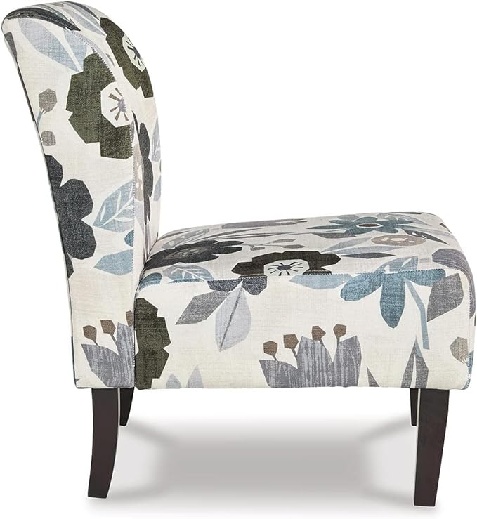Signature Design by Ashley Triptis Floral Armless Accent Chair, White, Blue & Gray - LeafyLoom