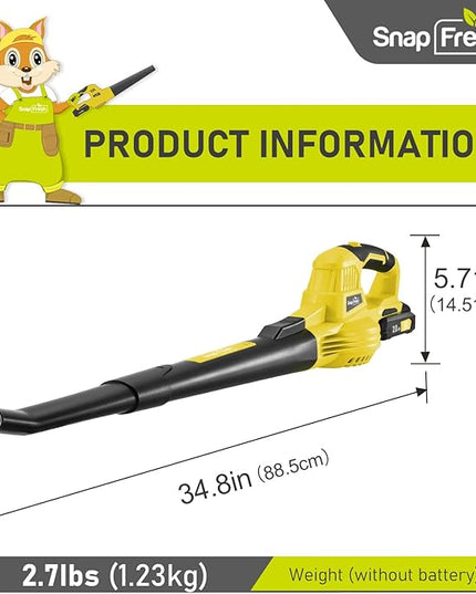 SnapFresh Leaf Blower - 20V Leaf Blower Cordless with Battery & Charger, Electric Leaf Blower for Lawn Care, Battery Powered Leaf Blower Lightweight for Snow Blowing(Yellow) - LeafyLoom