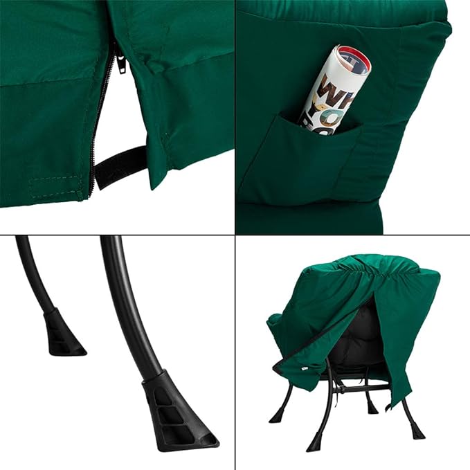 HollyHOME Modern Fabric Large Lazy Chair, Accent Oversized Comfy Reading Chair, Thick Padded Cozy Lounge Chair with Armrest, Steel Frame Leisure Sofa Chair for Living Room, Bedroom, Dorm, Green - LeafyLoom
