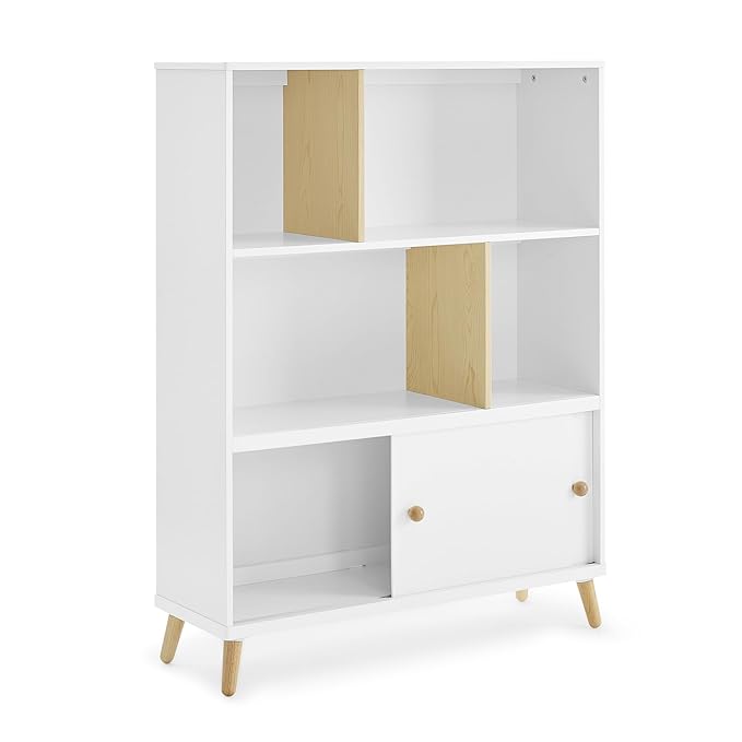 Delta Children Essex Bookcase - Greenguard Gold Certified, Bianca White/Natural - LeafyLoom