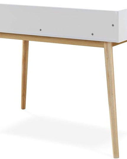 Alton Writing Computer Desk, Laptop PC Workstation, Retro Simple Study Table for Home Office, White - LeafyLoom