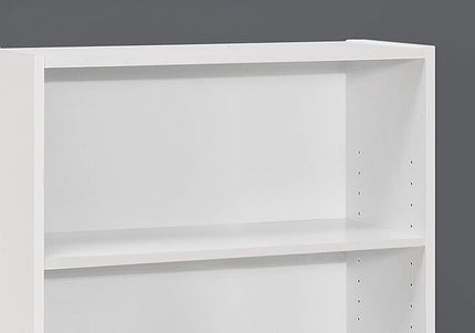 Monarch Specialties I BOOKCASE-36 H 3 Shelves Bookcase, White - LeafyLoom