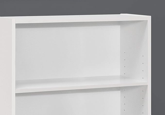 Monarch Specialties I BOOKCASE-36 H 3 Shelves Bookcase, White - LeafyLoom