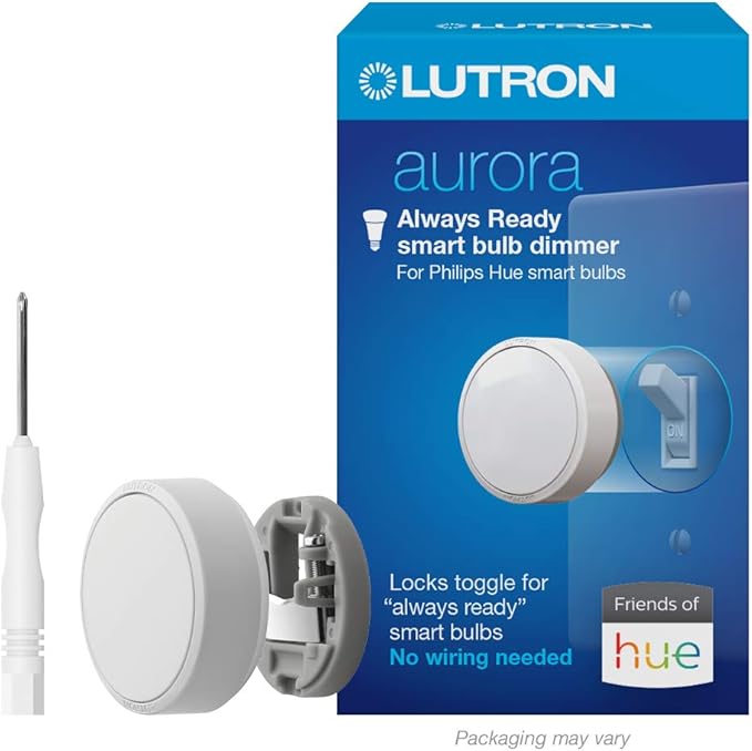 Lutron Aurora Smart Bulb Dimmer Switch with Screwdriver | for Philips Hue Smart Bulbs | Z3-1BRL-WH-L0-A | White Lutron