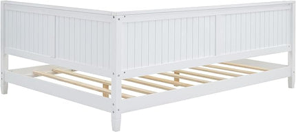 Bellemave Full Size Wood Daybed, Wood DayBed Sofa Bed Frame for Living Room & Bedroom,Solid Wood Daybed Full Size Sofa Bed Frame with Wood Slat Support,No Box Spring Needed,White - LeafyLoom