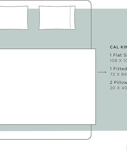 100% Cotton Percale Sheets California King Size, Pastel turk, Deep Pocket, 4 Pieces Sheet Set - 1 Flat, 1 Deep Pocket Fitted Sheet and 2 Pillowcases, Crisp Cool and Strong Bed Linen - LeafyLoom