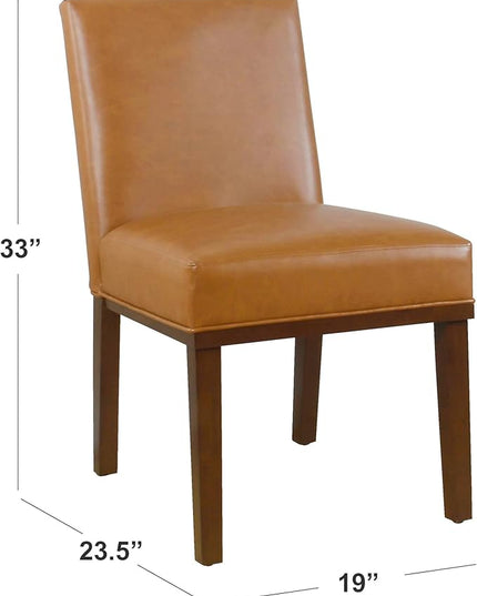 HomePop Kolbe Dining Chair - Carmel Faux Leather (Single Pack) - LeafyLoom