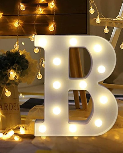LED Marquee Letter Lights Sign 26 Alphabet Light Up Letters Sign for Night Light Wedding Birthday Party Battery Powered Christmas Lamp Home Bar Decoration (B) - LeafyLoom