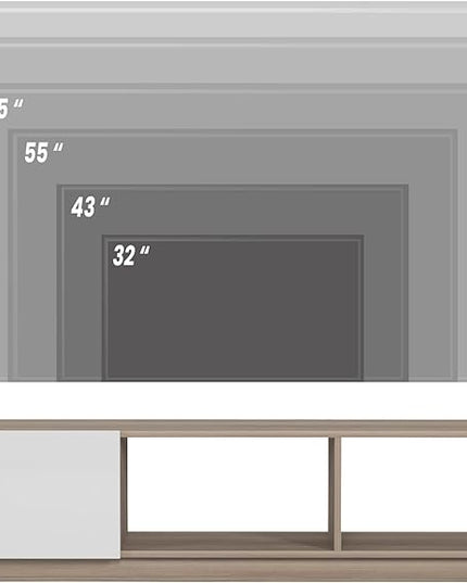 Modern TV Stand up to 75 inch Entertainment Center with Storage Mid-Century Smart Led TV for Living Room 70" TVs End Table, Lepando, White&Cordoba - LeafyLoom