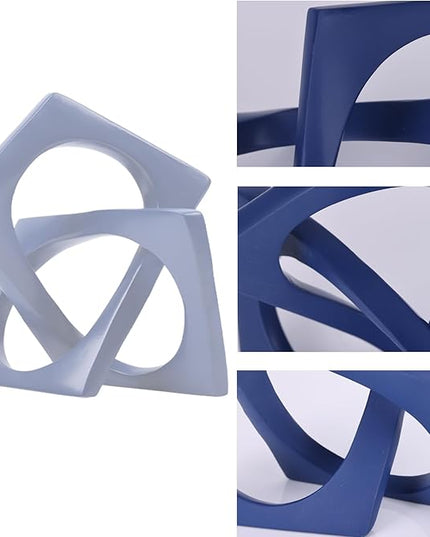 DOVDOV Geometric cube blue knot decorations, geometric sculptures, modern home decorations for home decor accents, dining tables, bookcases, consoles, entryway tabletop centrepieces - LeafyLoom