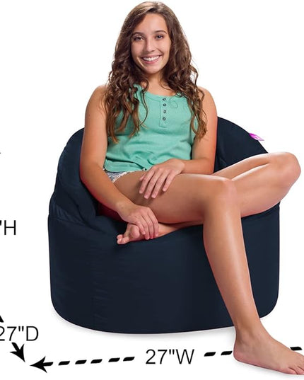 Posh Creations Structured Comfy Bean Bag Chair for Gaming, Reading, and Watching TV, Sonoma Lounge, Microsuede - Navy, Microsuede - Navy Blue - LeafyLoom