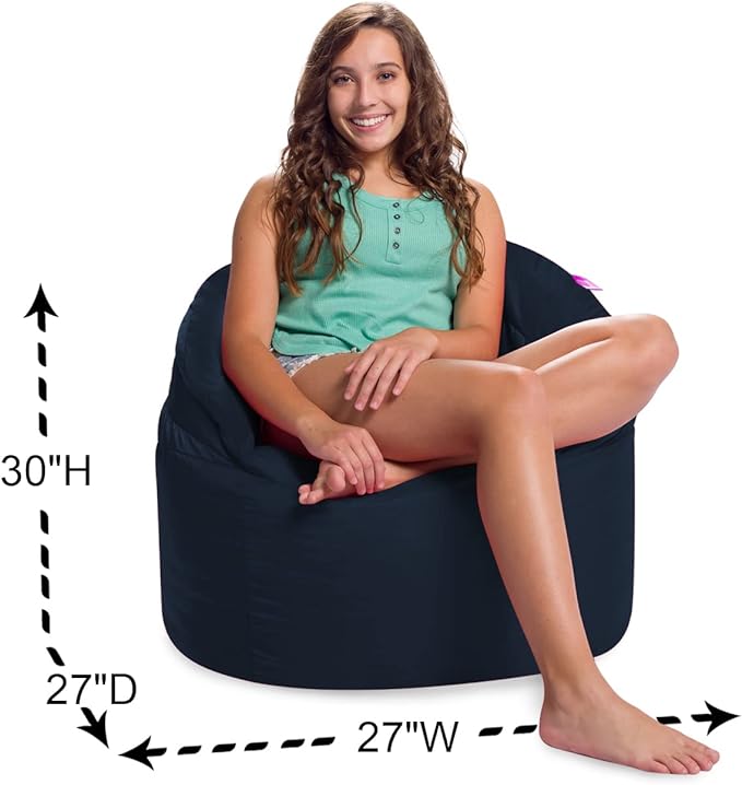 Posh Creations Structured Comfy Bean Bag Chair for Gaming, Reading, and Watching TV, Sonoma Lounge, Microsuede - Navy, Microsuede - Navy Blue - LeafyLoom