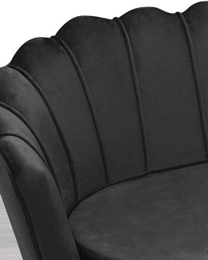 MoNiBloom 52" Black Velvet Loveseat Sofa with 2 Pillows, Modern 2-Seater Sofa Upholstered Tufted Love Seat Couch with Golden Metal Legs for Living Room Conference Room, 300 Lbs Capacity - LeafyLoom