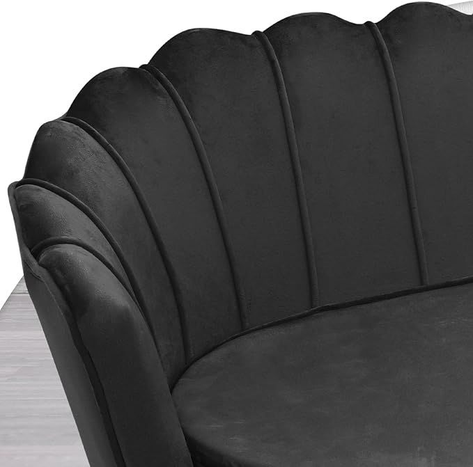 MoNiBloom 52" Black Velvet Loveseat Sofa with 2 Pillows, Modern 2-Seater Sofa Upholstered Tufted Love Seat Couch with Golden Metal Legs for Living Room Conference Room, 300 Lbs Capacity - LeafyLoom