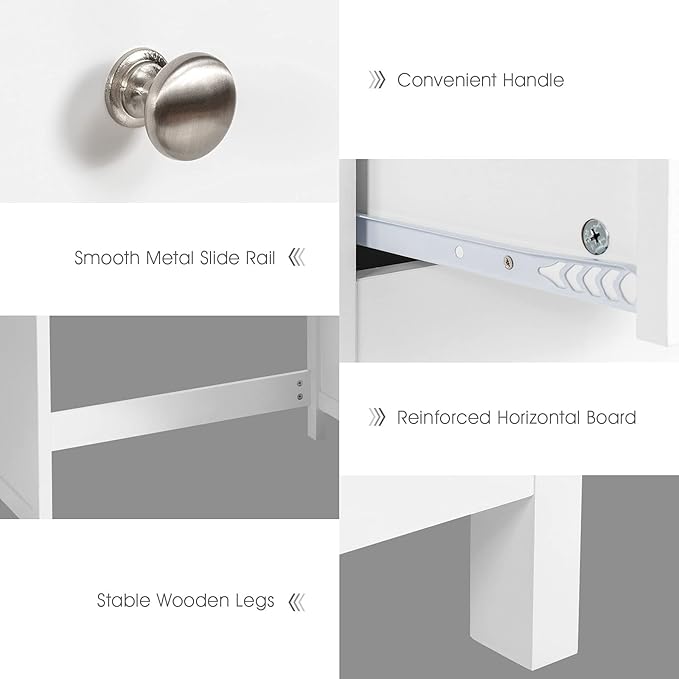 3-Drawer Computer Desk, White - LeafyLoom