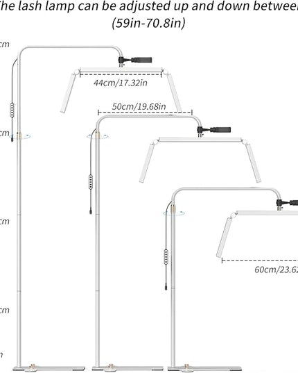 cenoz Lash Light for Eyelash Extensions, 36" Esthetician Light, Half Moon Light, Dual Arm LED Tattoo Light, Adjustable Floor LED Lamps for Makeup, Photography, Selfie, Video Recording(White) - LeafyLoom