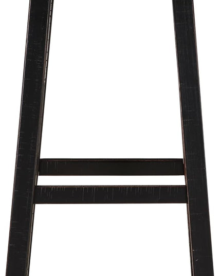 Lexicon Bar Table Set for 3, Small Kitchen table set Kitchen Island Table with 3 Saddle Bar Stools, 4 Piece Dining Table Set for Breakfast Nook, Living Room, Apartment, Pub Height, Black - LeafyLoom