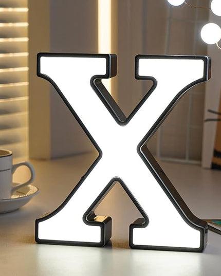 LED Marquee Letter Lights-DIY Marquee Lights up Letter Signs, Dual DC Interface Upgrade Multi-Letter Connection, 26 Alphabet Signs for Wedding, Birthday, Party， Bar Decoration (X) - LeafyLoom