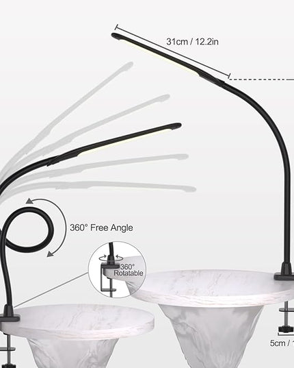 YOUKOYI Desk Lamp with Clamp, Swing Arm Lamp, Flexible Gooseneck Architect Table Lamp - Stepless Dimming, 3 Color Modes, Touch Control, 9W, 1050LUX Eye-Care for Study/Reading/Office/Work (Black) - LeafyLoom