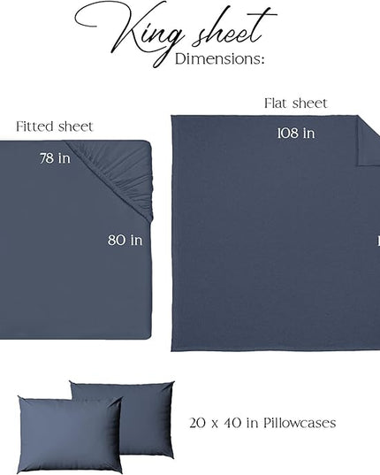 Northwest Ashford Home Essentials Bedding, 4 Piece King Size Sheet Set, Estate Blue - LeafyLoom