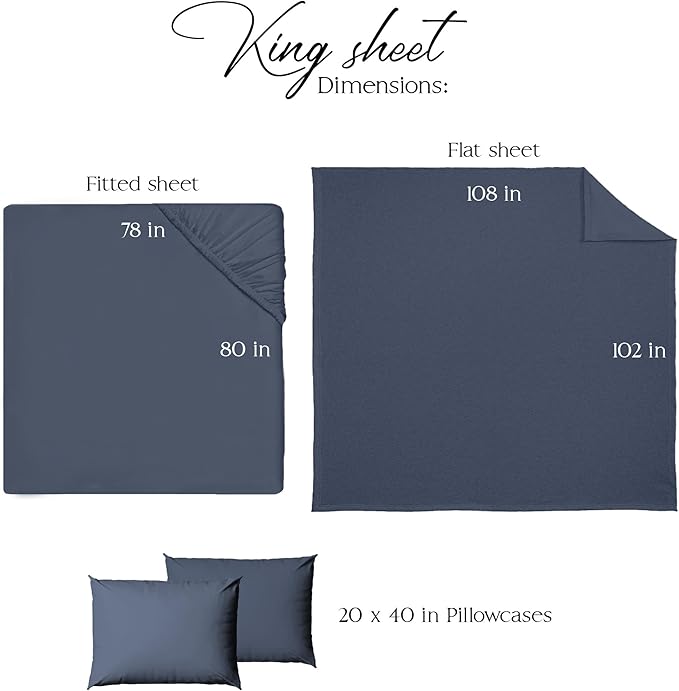 Northwest Ashford Home Essentials Bedding, 4 Piece King Size Sheet Set, Estate Blue - LeafyLoom