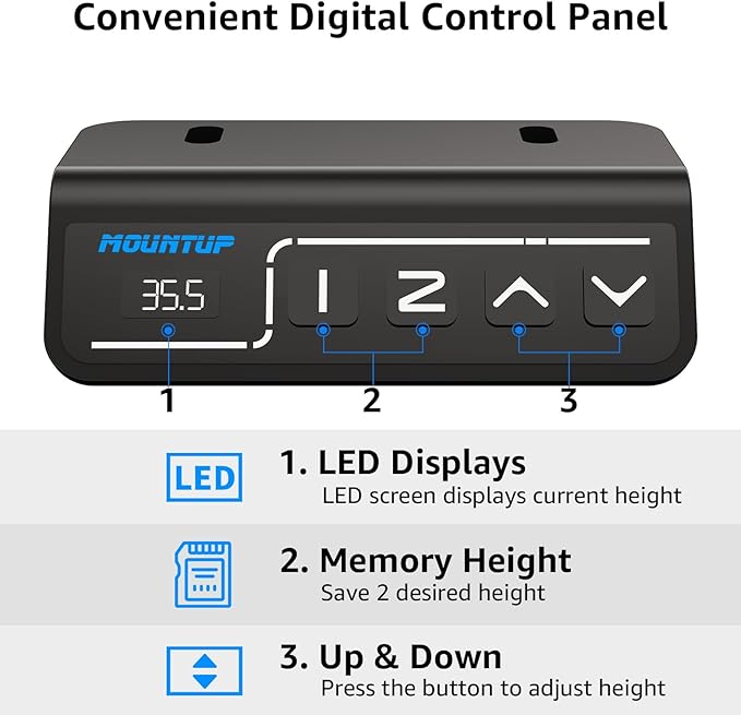 MOUNTUP Height Adjustable Electric Standing Desk Whole-Piece, 48 x 24 Inches Quick Assembly Sit Stand Desk, Stand Up Desk with Memory Controller, Ergonomic Desk, White - LeafyLoom