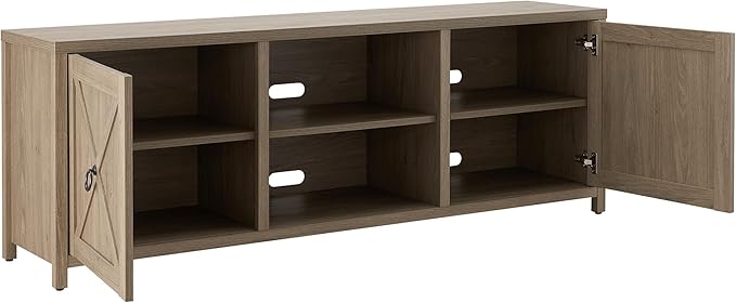 Henn&Hart Rectangular TV Stand for TV's up to 80" in Antiqued Gray Oak, TV Stands for the Living Room - LeafyLoom