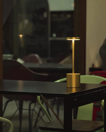 Cordless Table Lamp, Rechargeable LED Battery 5000mAh Metal USB Portable Powered Desk Lamp, 3 Levels Brightness Light for Restaurants Outdoor (10.25in Gold) - LeafyLoom