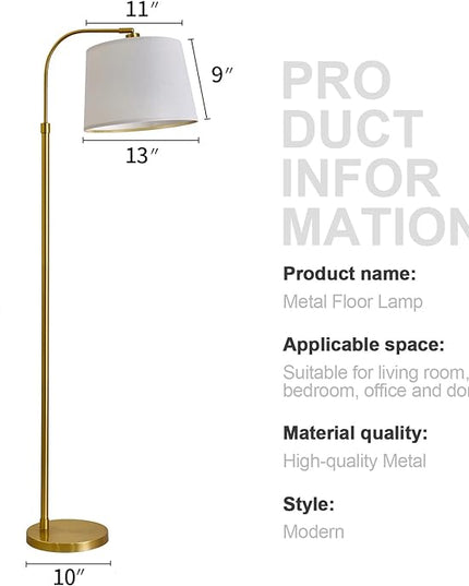 Oneach 62" Gold Floor Lamp for Living Rooms Tall Arc Standing Lamps with remote Bedrooms Industrial Corner Nursery Girls Kid Vintage Mid-Century Modern Reading Light Office(Bulb Included) - LeafyLoom