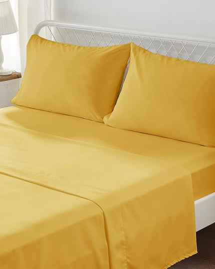 Anluoer Twin Comforter Set, Mustard Yellow Tufted Bed in a Bag 5 Pieces with comforters and sheets, All Season Bedding Sets with 1 Comforter, 1 PillowShams, 1 Pillowcases, 1 Flat Sheet, 1 Fitted Sheet - LeafyLoom