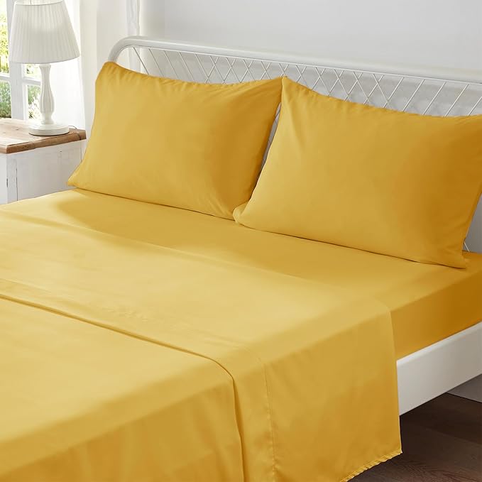 Anluoer Twin Comforter Set, Mustard Yellow Tufted Bed in a Bag 5 Pieces with comforters and sheets, All Season Bedding Sets with 1 Comforter, 1 PillowShams, 1 Pillowcases, 1 Flat Sheet, 1 Fitted Sheet - LeafyLoom