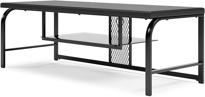 Signature Design by Ashley Lynxtyn TV Stand with Convenient Cord Management Fits TVs up to 48", Black - LeafyLoom