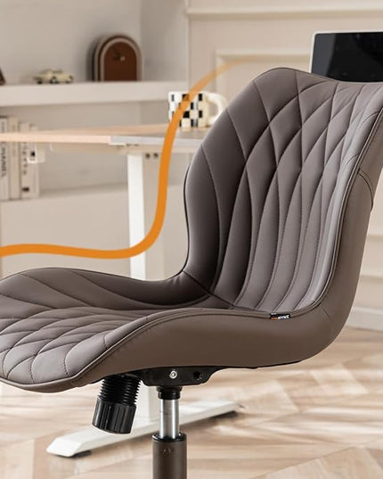 YOUNUOKE Office Desk Chair, Comfy Home Office Chairs, Small Comfortable Desk Chairs with Wheels, Armless PU Leather Chairs for Computer Conference, Brown - LeafyLoom