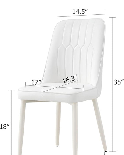 Modern Set of 4, Faux Leather Dining PU Upholstered Cream Kitchen Chair Metal Legs for Home Living Room, Restaurant, 4 Piece - LeafyLoom