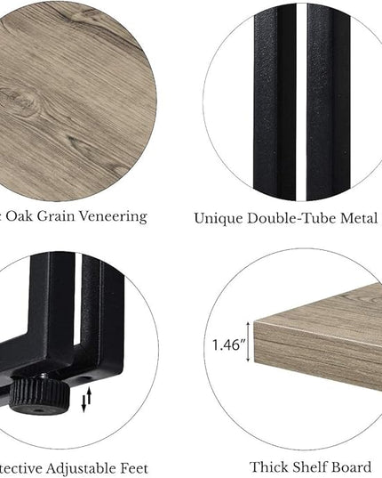 Small Industrial Bookshelf 2 Shelf Bookcases and Book Shelves for Living Room/Bedroom Wood Metal Rustic Oak - LeafyLoom