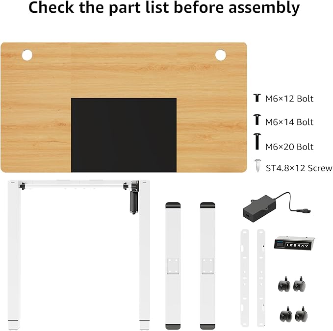 MOUNTUP 55x28 Inches Electric Height Adjustable Standing Desk, Sit Stand Desk with Memory Controller, Ergonomic Stand Up Desk for Home Office with Splice Board, Oak+Black - LeafyLoom